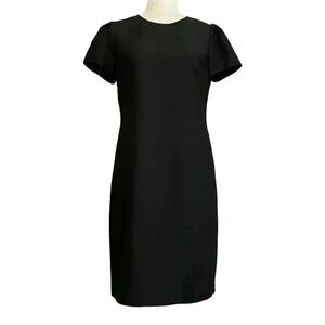 Banana Republic Women's Black Polyester Pleated Sleeve Sheath Dress